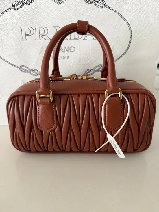 Miu Miu Cognac Matelassé Leather Satchel with Gold Hardware - Picture 5 of 6